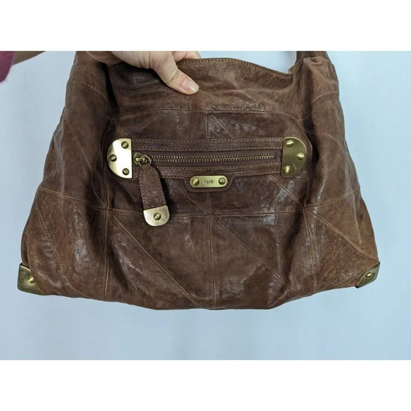 Y2K 90s Vintage Rafe New York Over Shoulder Hobo Bag Patchwork Leather Purse - Picture 3 of 13